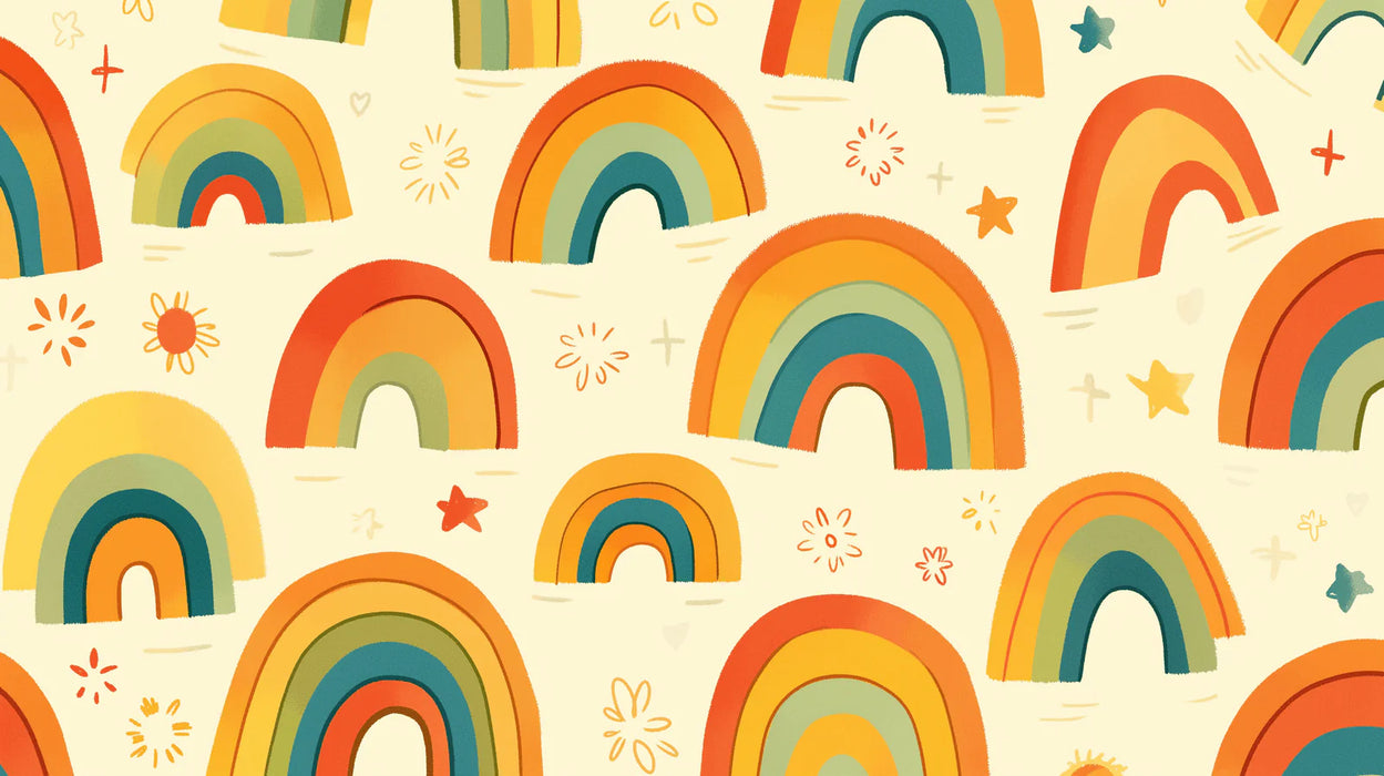 Rainbow Mural Wallpaper | Star Patterns