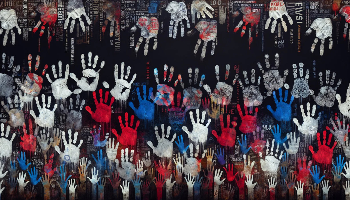Street art Mural Wallpaper | Abstract art of colorful hands