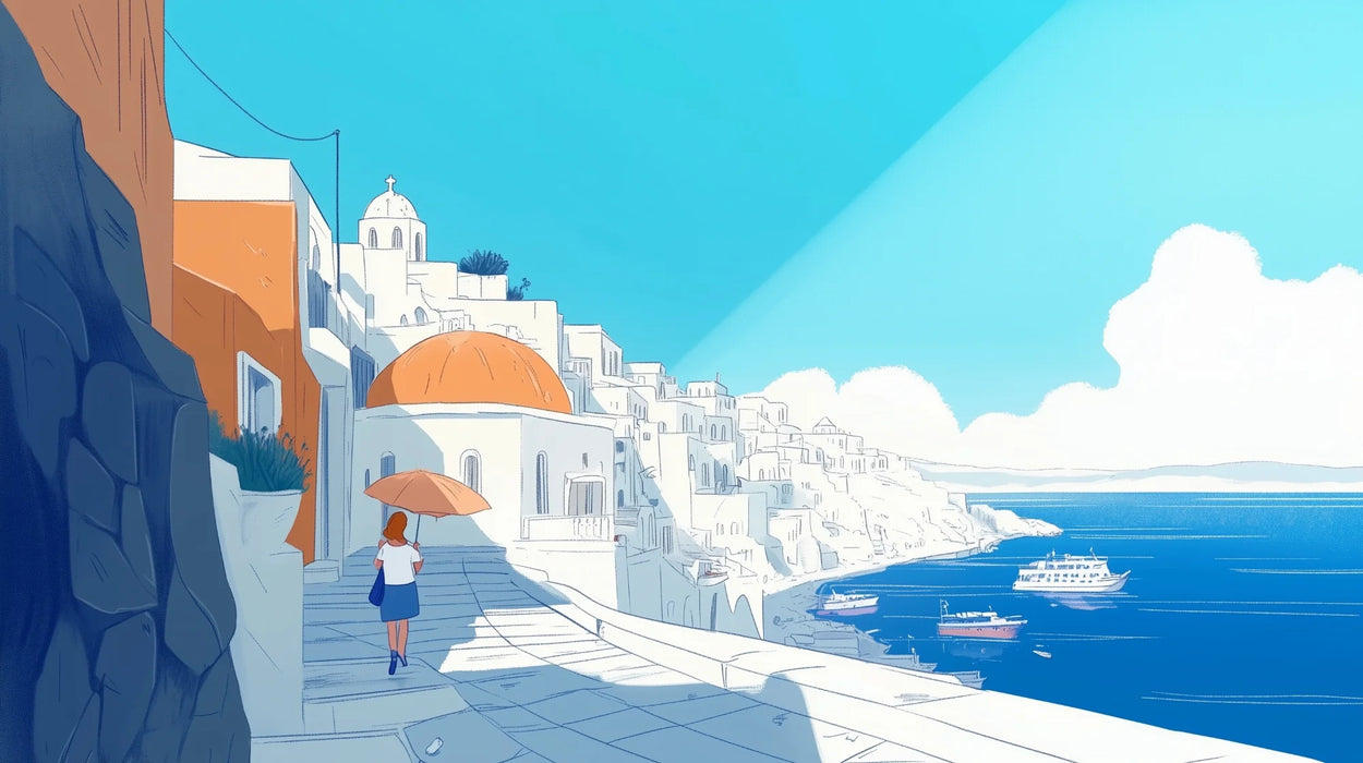 Mural Wallpaper Santorin | Mediterranean Escape