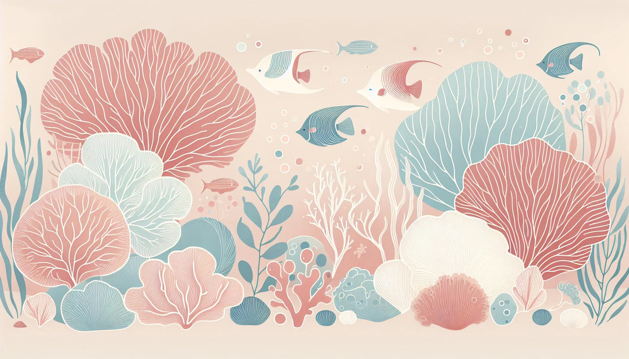 Marine Mural Wallpaper | Red and Blue Fish and Corals