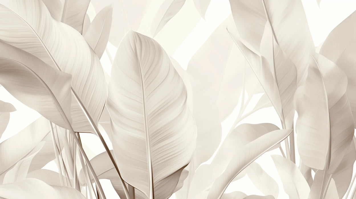 Beige Foliage Mural Wallpaper | Monochrome