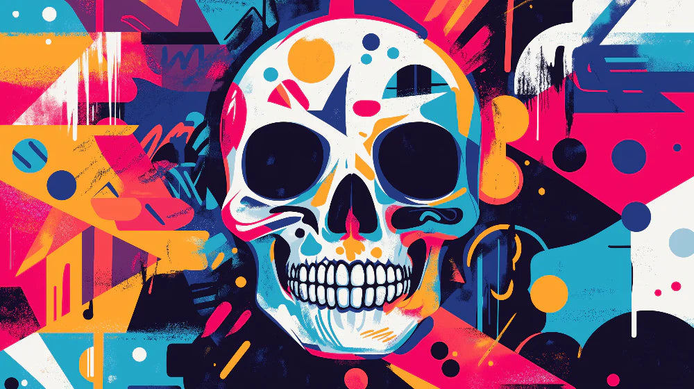 Mural Wallpaper skull head | Modern and colorful graffiti