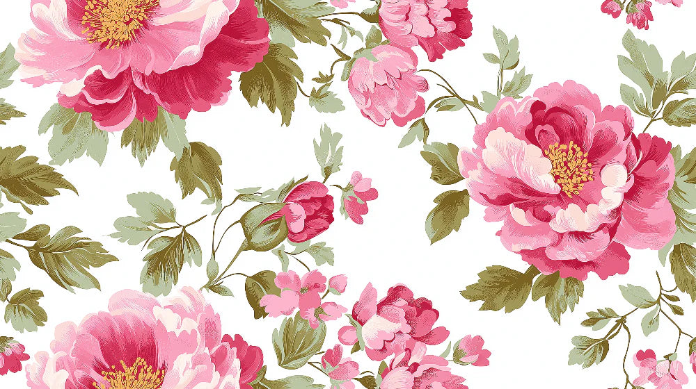 Mural Wallpaper floral | Burst of Pink Peonies