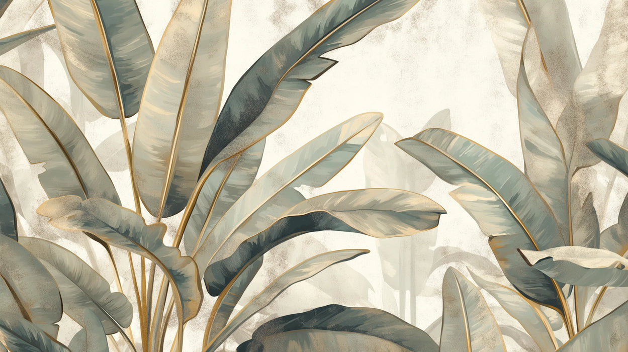Foliage Mural Wallpaper | Beige, Green, and Gold
