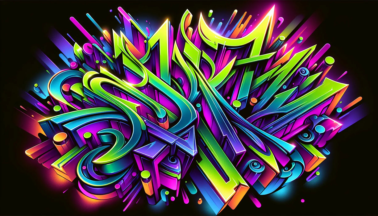 Street art Mural Wallpaper | Abstract green, purple, and blue graffiti