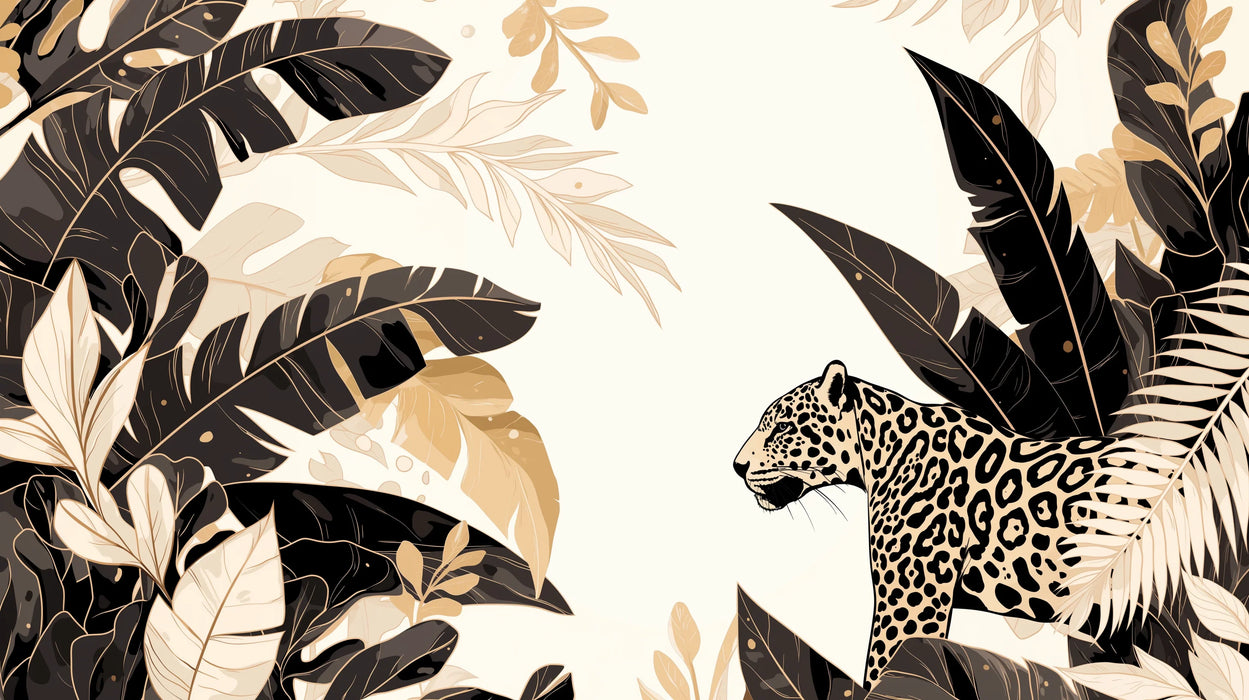 Black and Gold Mural Wallpaper | Golden Jungle and Cheetah
