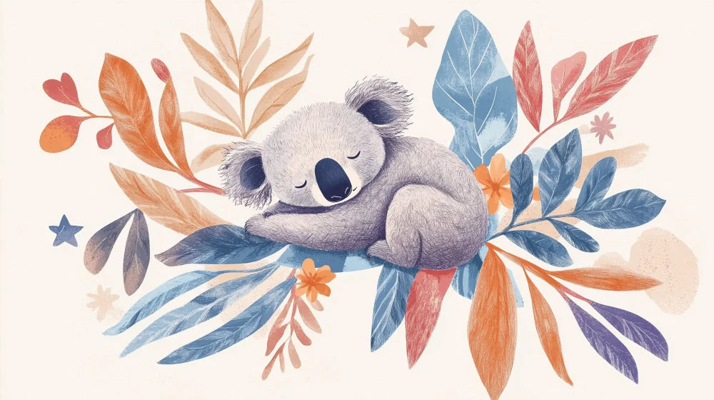Mural Wallpaper Koala | Cute and Colorful Illustration