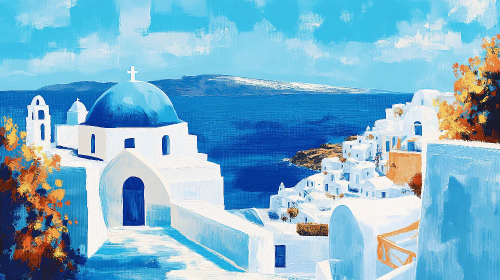 Mural Wallpaper Santorini | Greek Architecture by the Sea