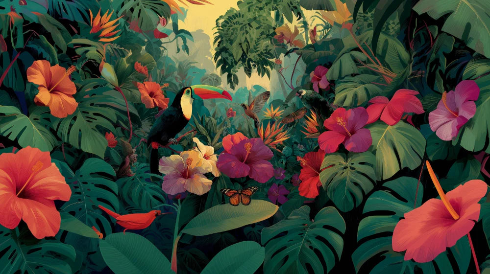 Mural Wallpaper tropical | Colorful exotic paradise