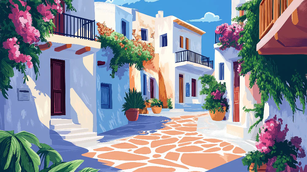 Mural Wallpaper Santorini | Charm of the sunny alleys