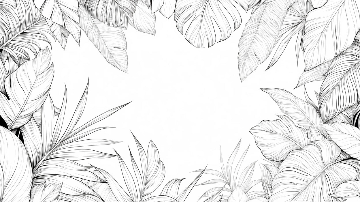 Jungle Mural Wallpaper | Black and White Leaves