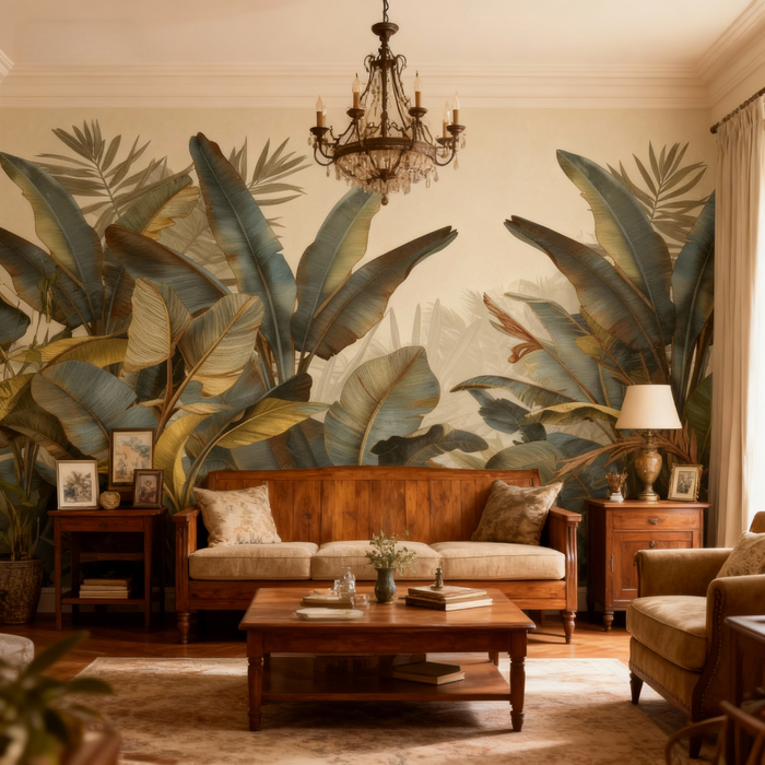 Wild Jungle Wallpaper | Large Green Toned Leaves