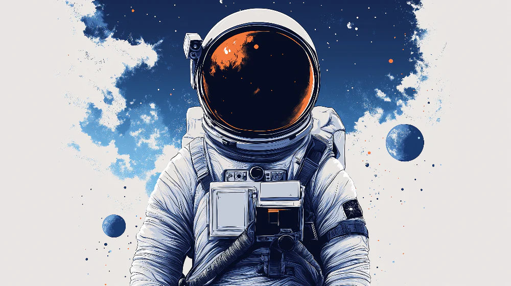Mural Wallpaper astronaut | Stylized astronaut in a vibrant cosmos