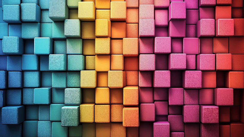 Mural Wallpaper multicolored cubes | 3D Design
