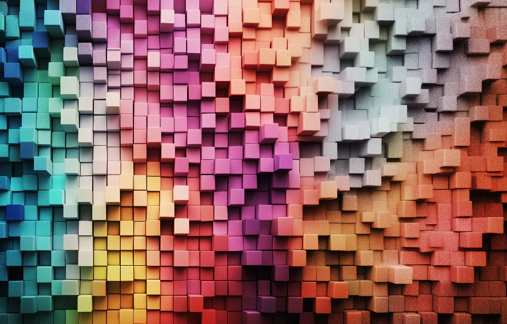 Mural Wallpaper | Multicolored 3D Cubes