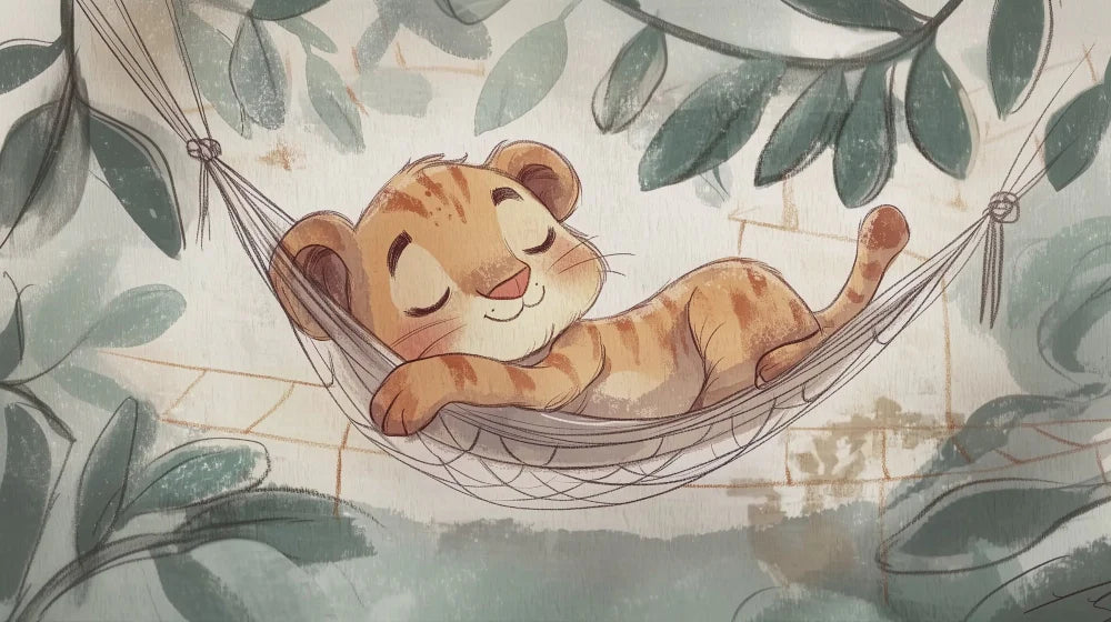 Mural Wallpaper baby lion | Peaceful rest in the jungle