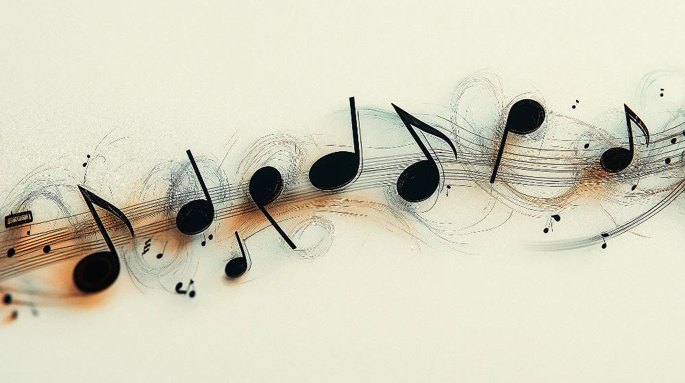 Mural Wallpaper musical | Motifs of moving musical notes