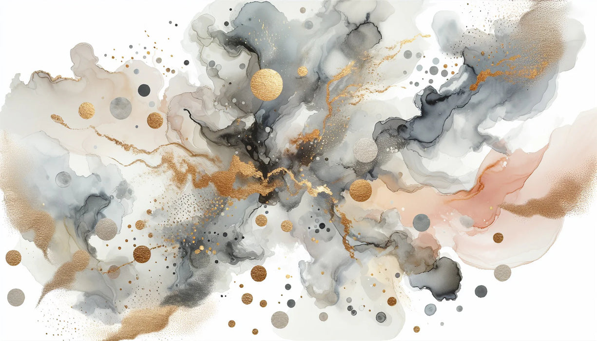 Abstract Mural Wallpaper | Watercolor Burst with Golden Explosion