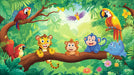 Vibrant kids room wallpaper with joyful jungle animals and lush foliage