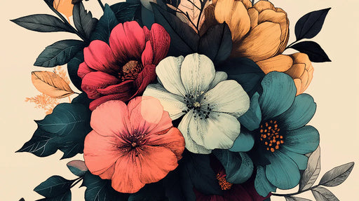 Close-up of elegant floral wallpaper design with rich colors and sophisticated botanical motifs for bedroom decor
