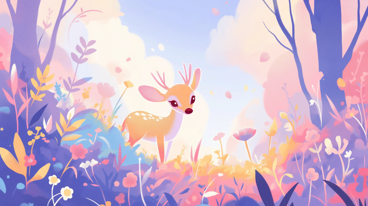 Deer Mural Wallpaper | Pastel Colors