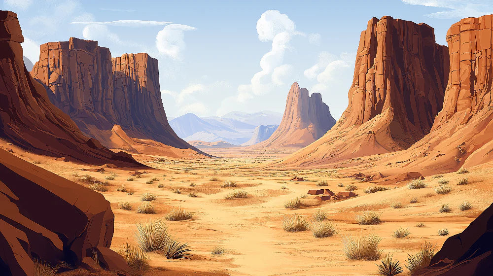 Mural Wallpaper arid landscape | Natural edifices in a vast desert plain