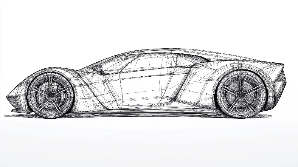 Mural Wallpaper car design | Stylized silhouette in lines