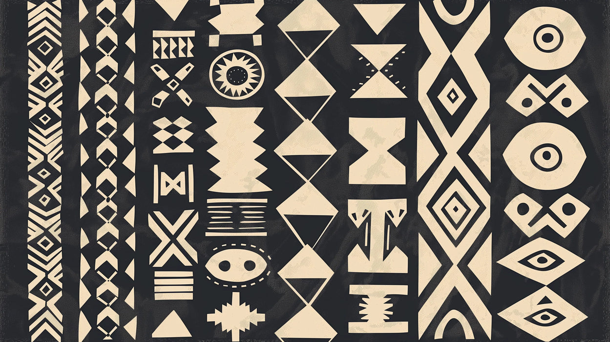 African Ethnic Mural Wallpaper | Tribal Geometric Patterns