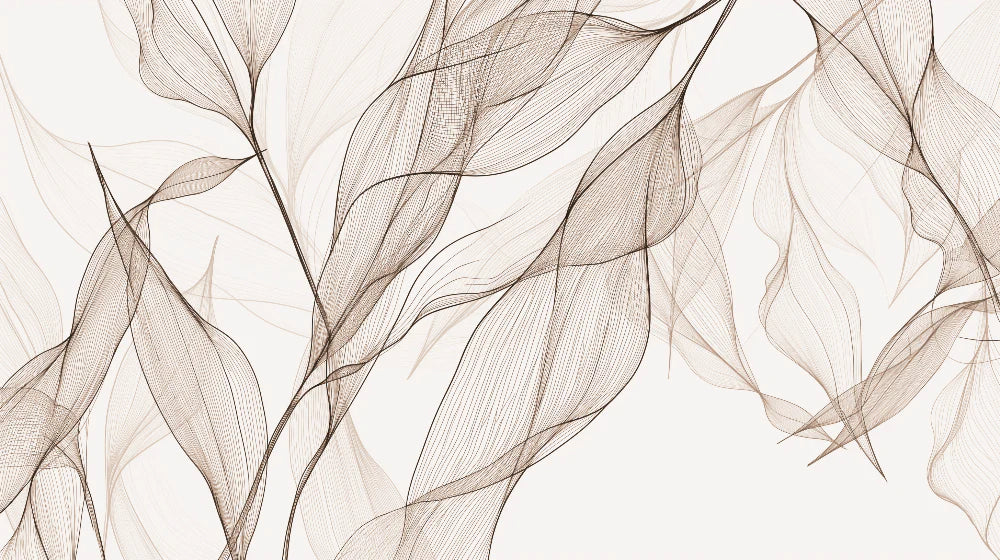 Mural Wallpaper foliage | Abstract style hazelnut