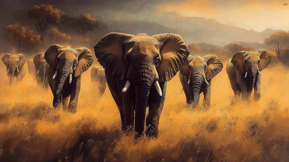 Mural Wallpaper elephants | Wild elegance in the savannah