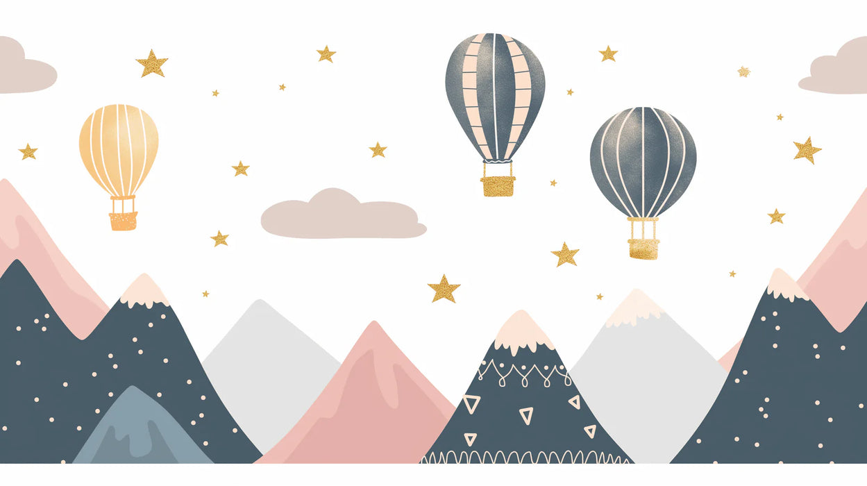 Hot Air Balloon Mural Wallpaper | Stars and Mountains
