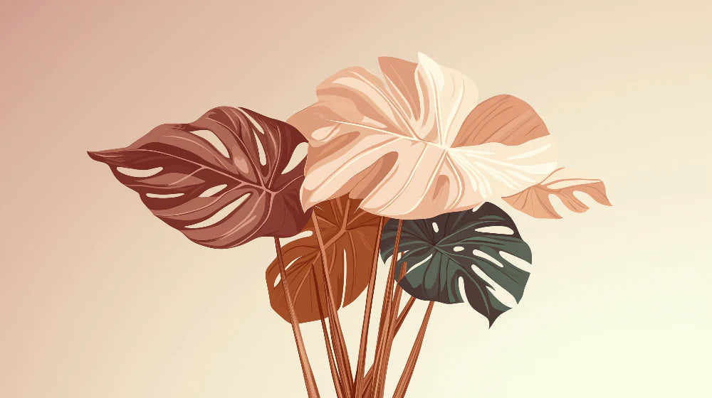 Mural Wallpaper monstera | Monstera leaves in soft and modern shades
