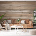 Detail of thin plank wood wallpaper showing authentic wood grain and natural color variations for modern home decor

