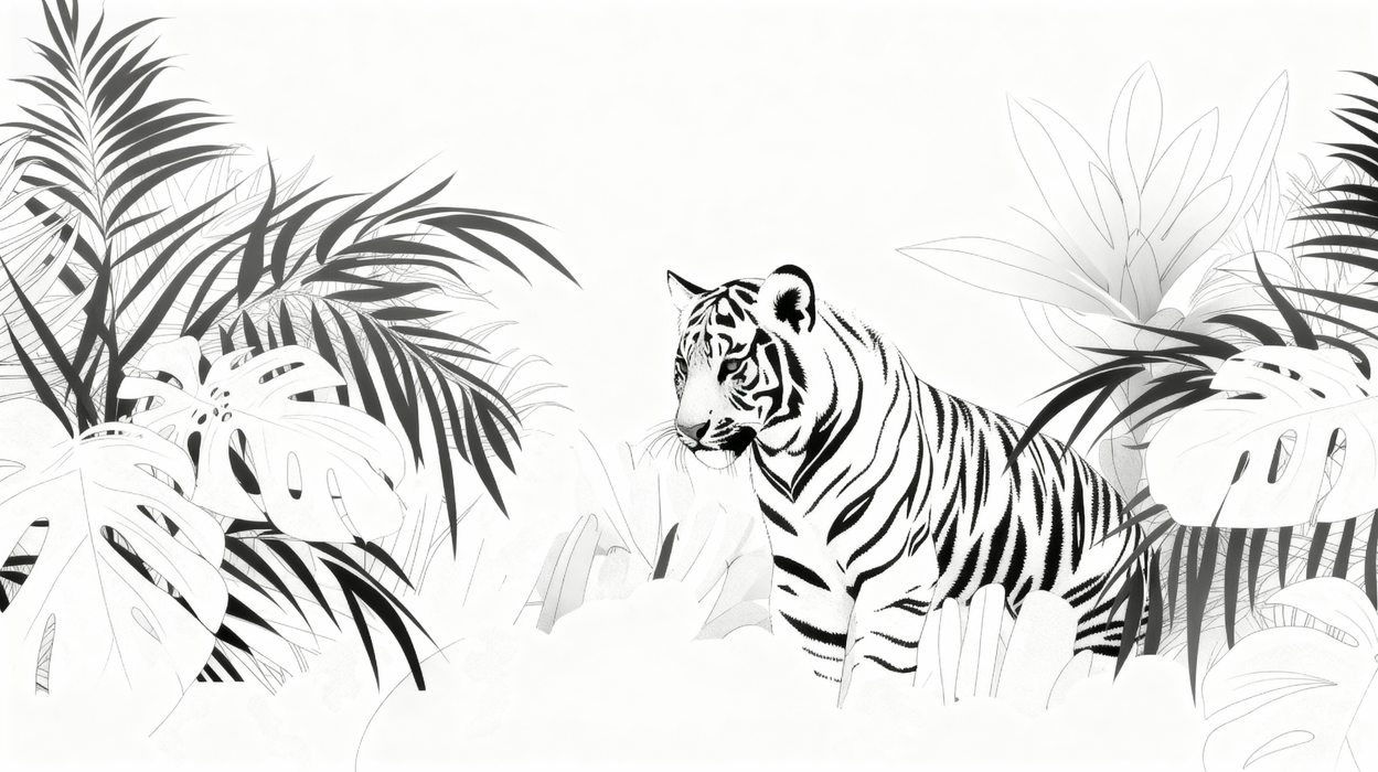 Tiger Wallpaper | Black and White Jungle