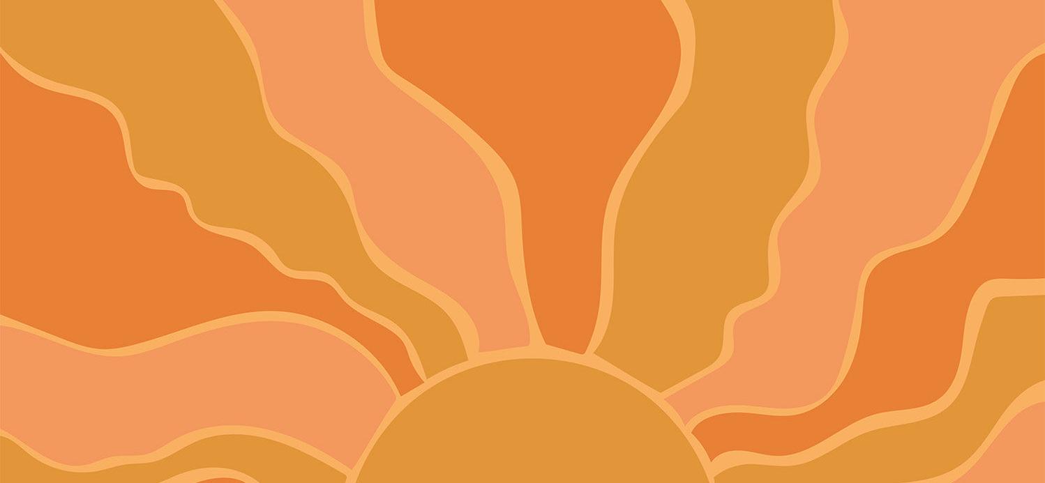 Papier peint coucher de soleil abstrait | Rayon de soleil jaune sur fond orange