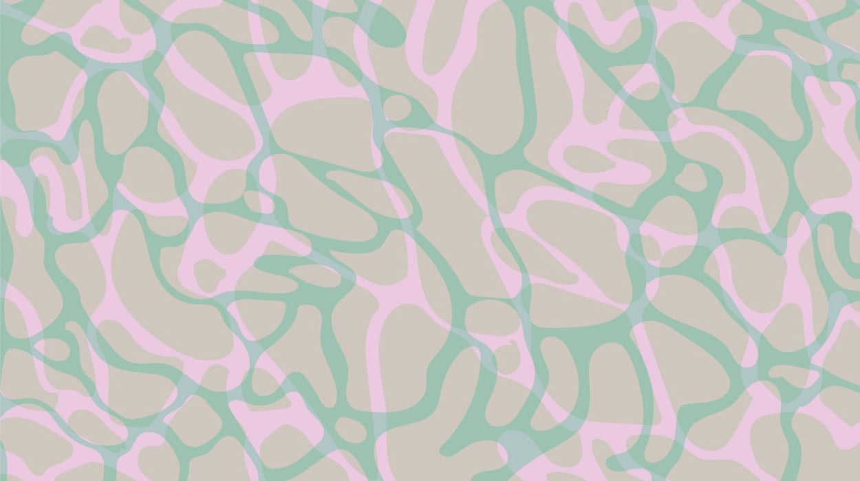 Papier peint abstrait | Fluidité douce en tons pastel de vert et rose