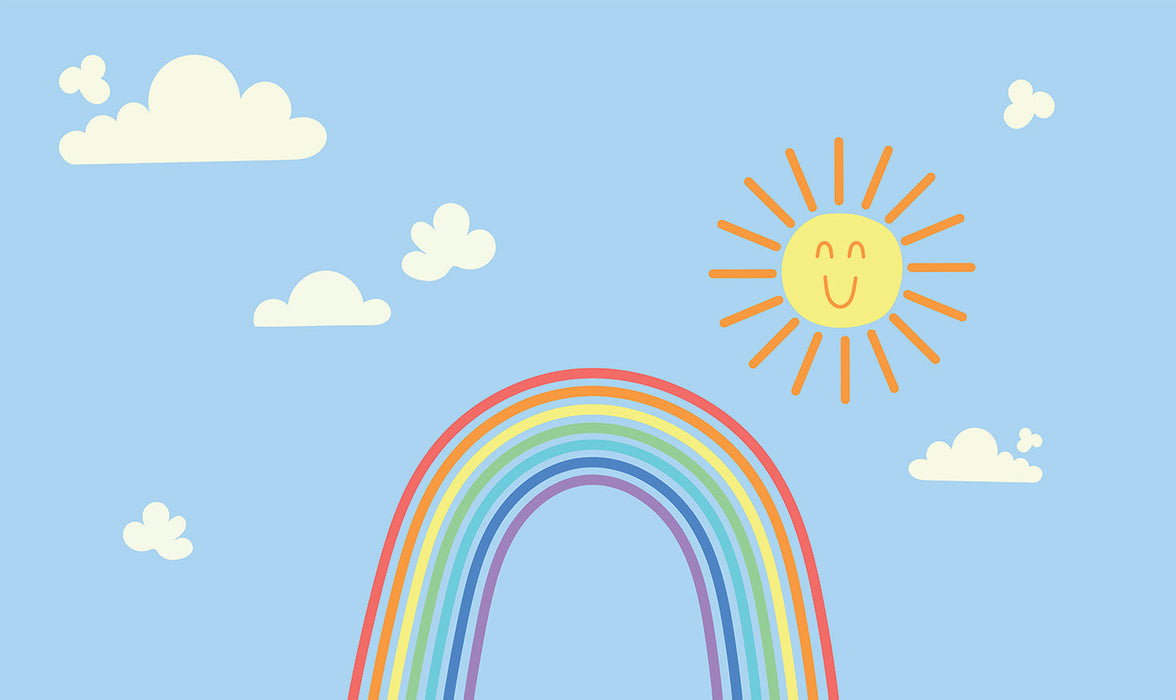Papier peint ciel Arc-en-ciel | Nuage et soleil pour enfant