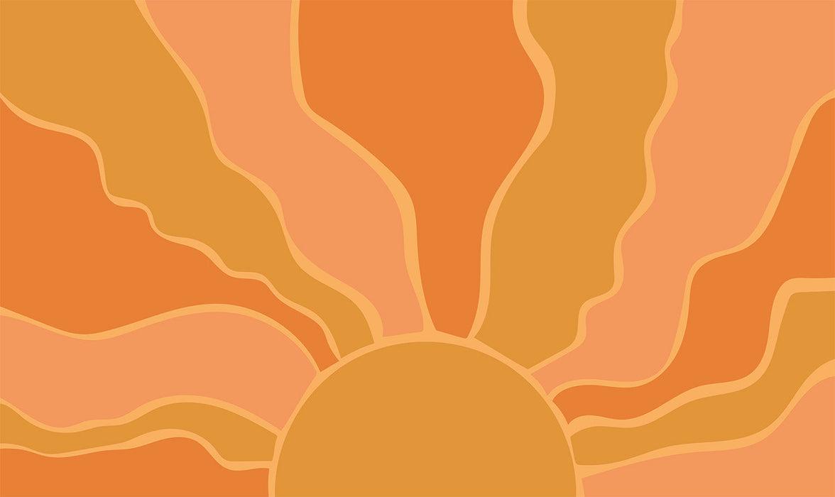 Papier peint coucher de soleil abstrait | Rayon de soleil jaune sur fond orange