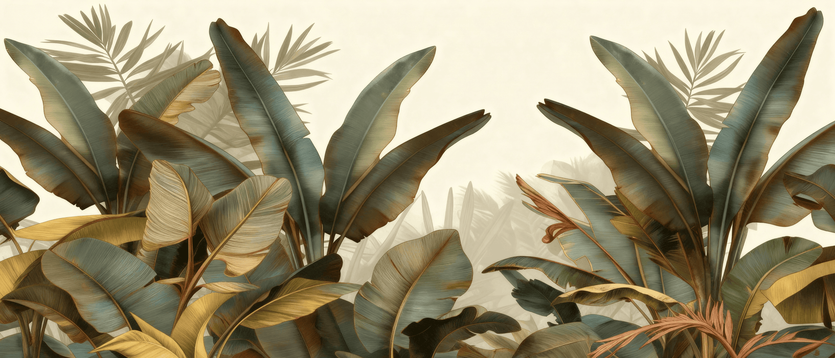 Wild Jungle Wallpaper | Large Green Toned Leaves