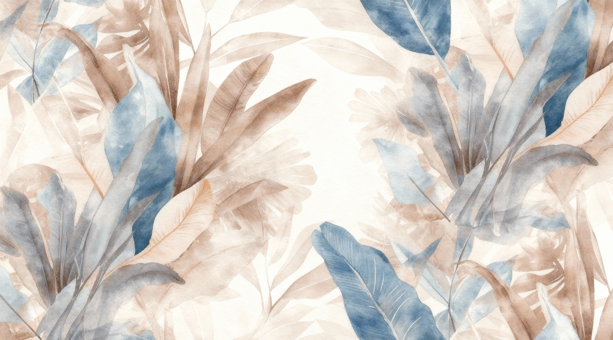 Tropical Jungle Mural Wallpaper | Large Pastel-Colored Leaves